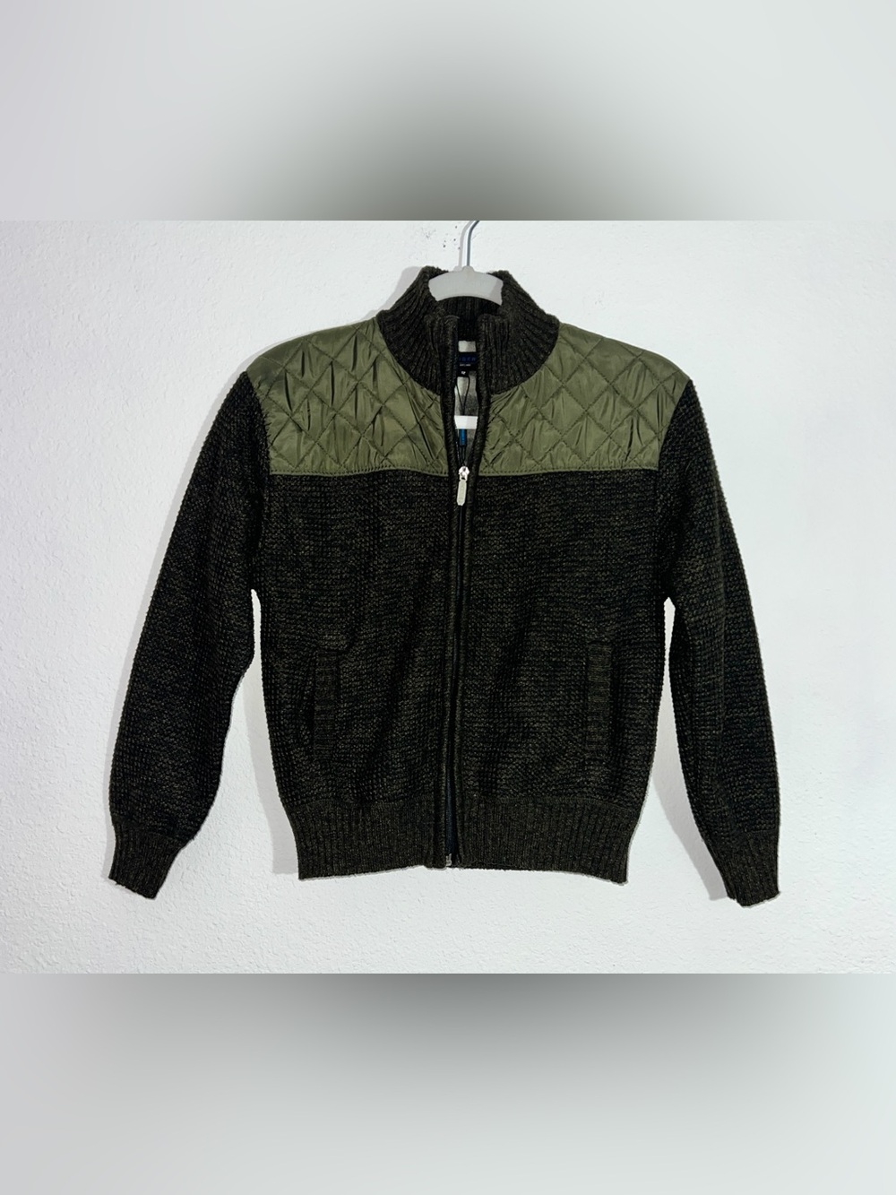 Gioberti Boys' Knit Full Zip Cardigan Sweater with Soft Flannel Sz 12
